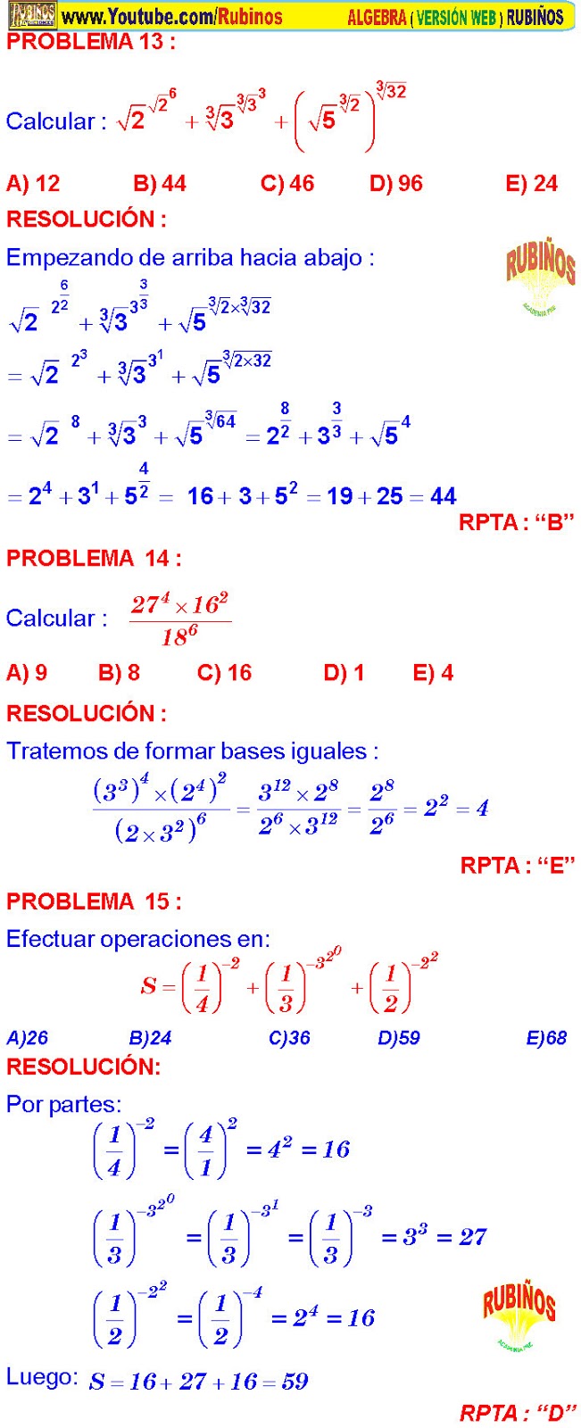 APRENDE TEORÍA DE EXPONENTES PASO A PASO DESDE CERO CON EJEMPLOS Y EJERCICIOS RESUELTOS EN PDF Y