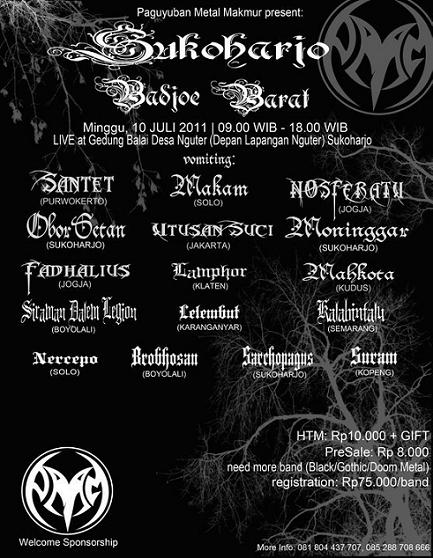 Flayer Suukoharjo Badjoe Barat - July 10th 2011 - Need Black gothic doom metal band
