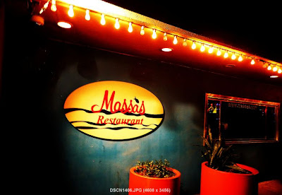 Massas Restaurant in Downtown Houston - signage at night