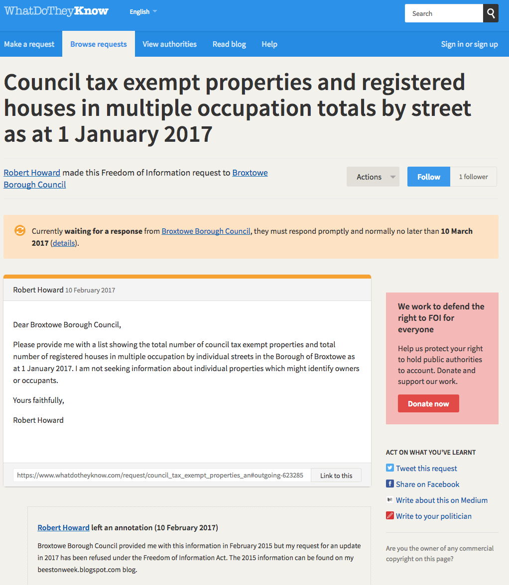 Beeston Week Council tax exempt properties and Broxtowe Borough