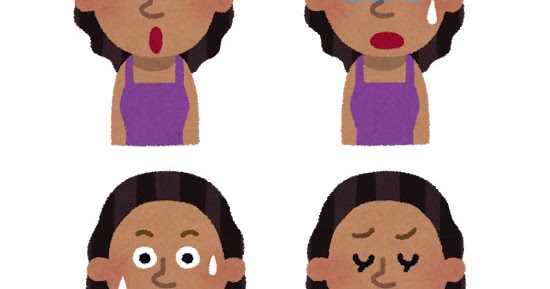 黒人女性の表情のイラスト ひらめいた顔 焦った顔 驚いた顔 悩んだ顔 かわいいフリー素材集 いらすとや