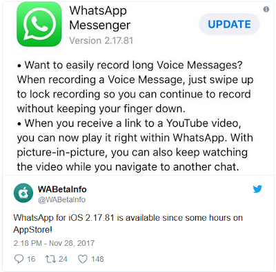 Update WhatsApp di iOS memungkinkan pengguna memutar video YouTube di dalam aplikasi