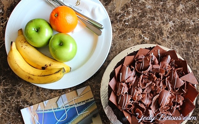 Welcome Gift for the guests of B Hotel in Alabang / Fruit Platter and Chocolate Cake