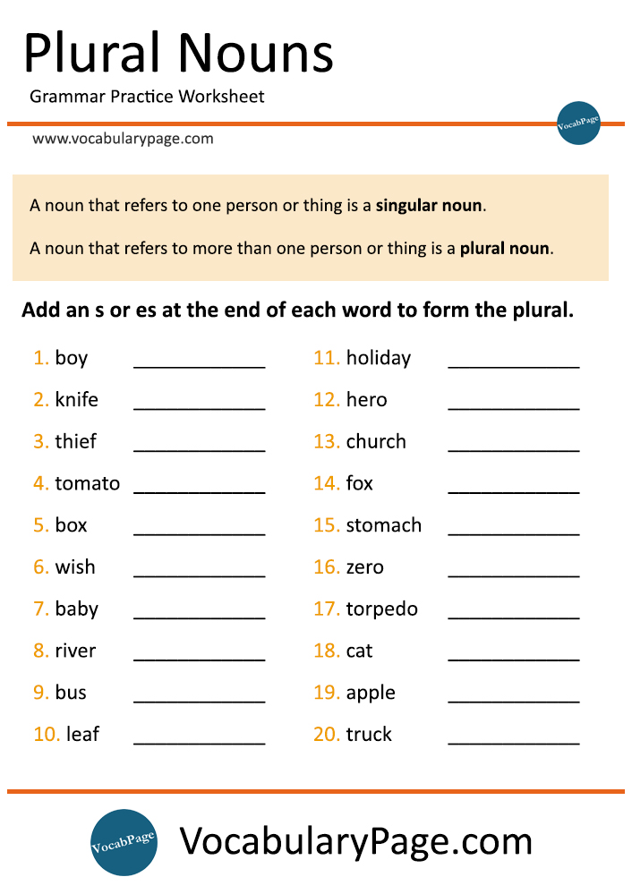 Plural Nouns - Quiz 1
