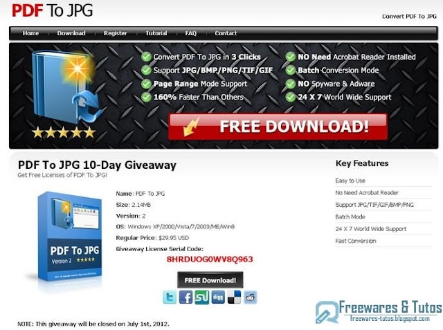 Offre promotionnelle : PDF To JPG gratuit !