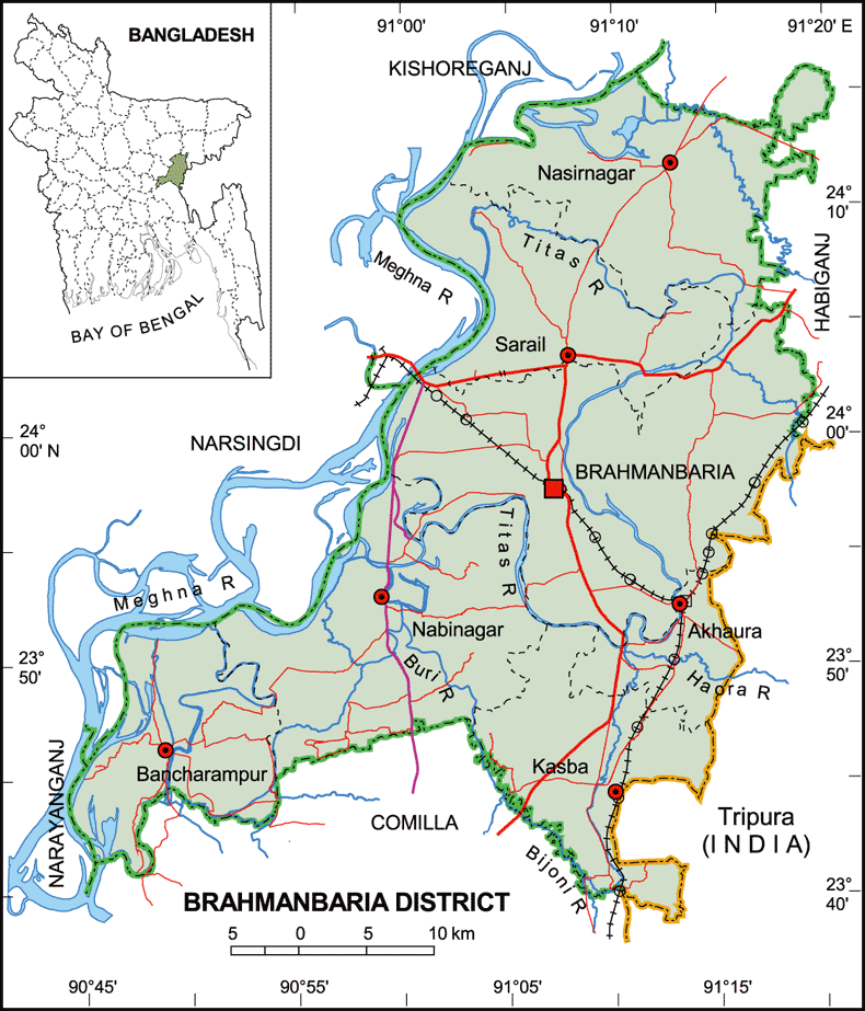 Brahmanbaria District Map Bangladesh