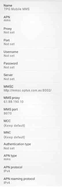 TPG MMS Settings for Android Samsung GalaxyHTC Wildfire Desire