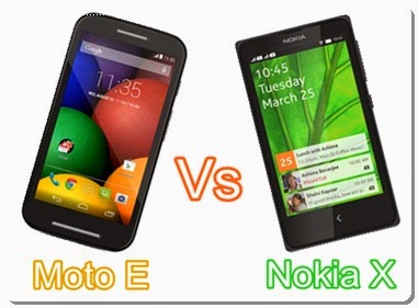 Moto E versus Nokia X Android Comparison Specifications and Price