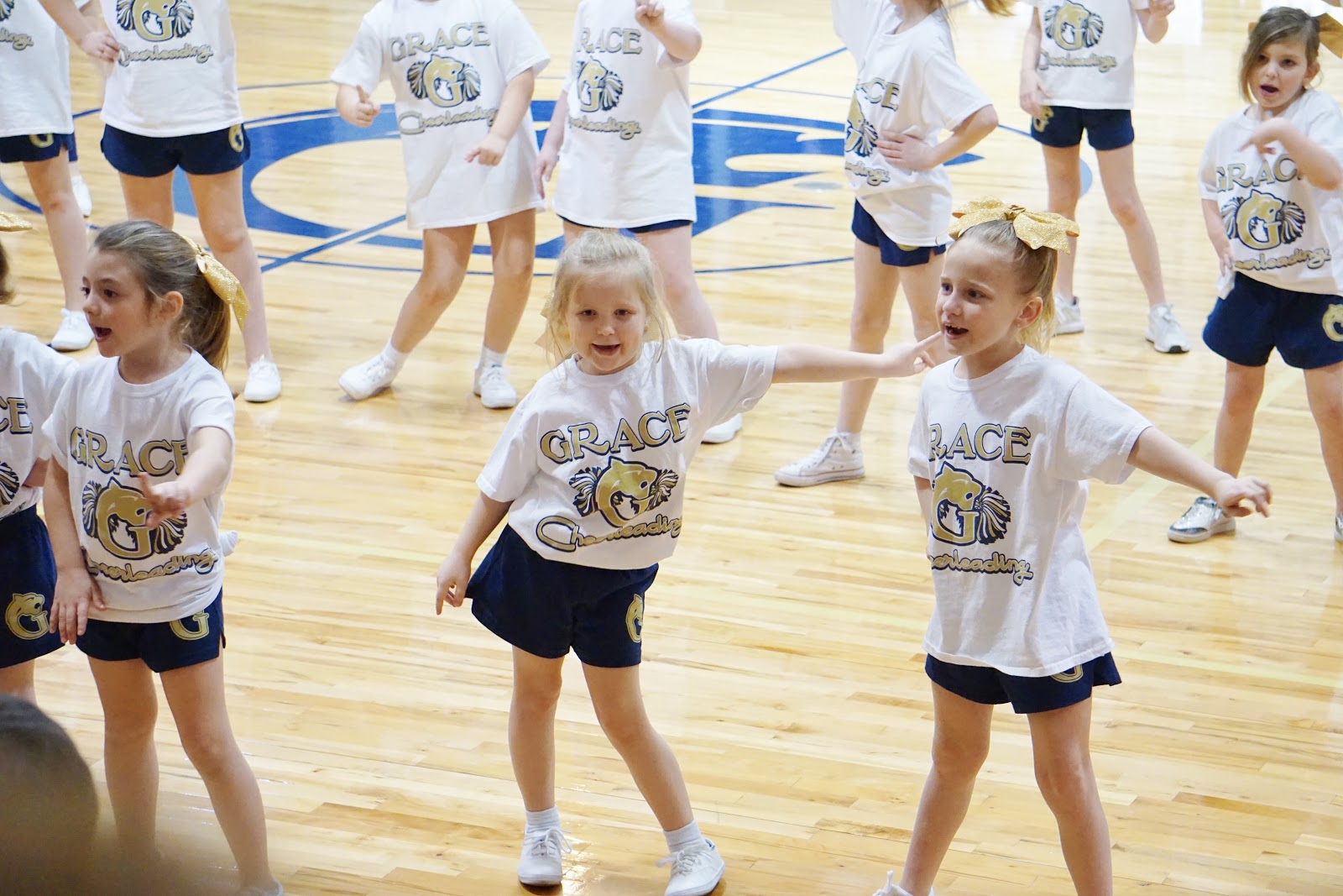 Grace Christian Academy GCA Spirit....Elementary Cheerleaders lead the