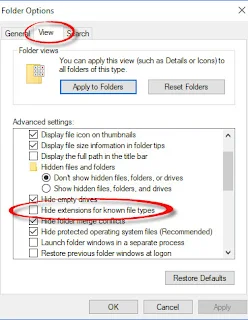 Hide Ekstensions for Know File Types