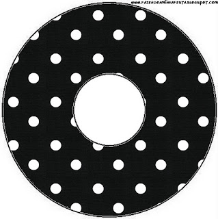 Etiqueta de CD´s  para Imprimir Gratis de Negro con Lunares Blancos.