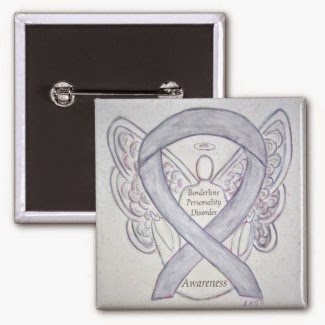 Borderline Personality Disorder (BPD) Grey Awareness Ribbon Art Custom Pendant Pin