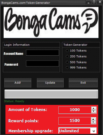 BongaCams Token Generator Add How much Tokens you want, per one time