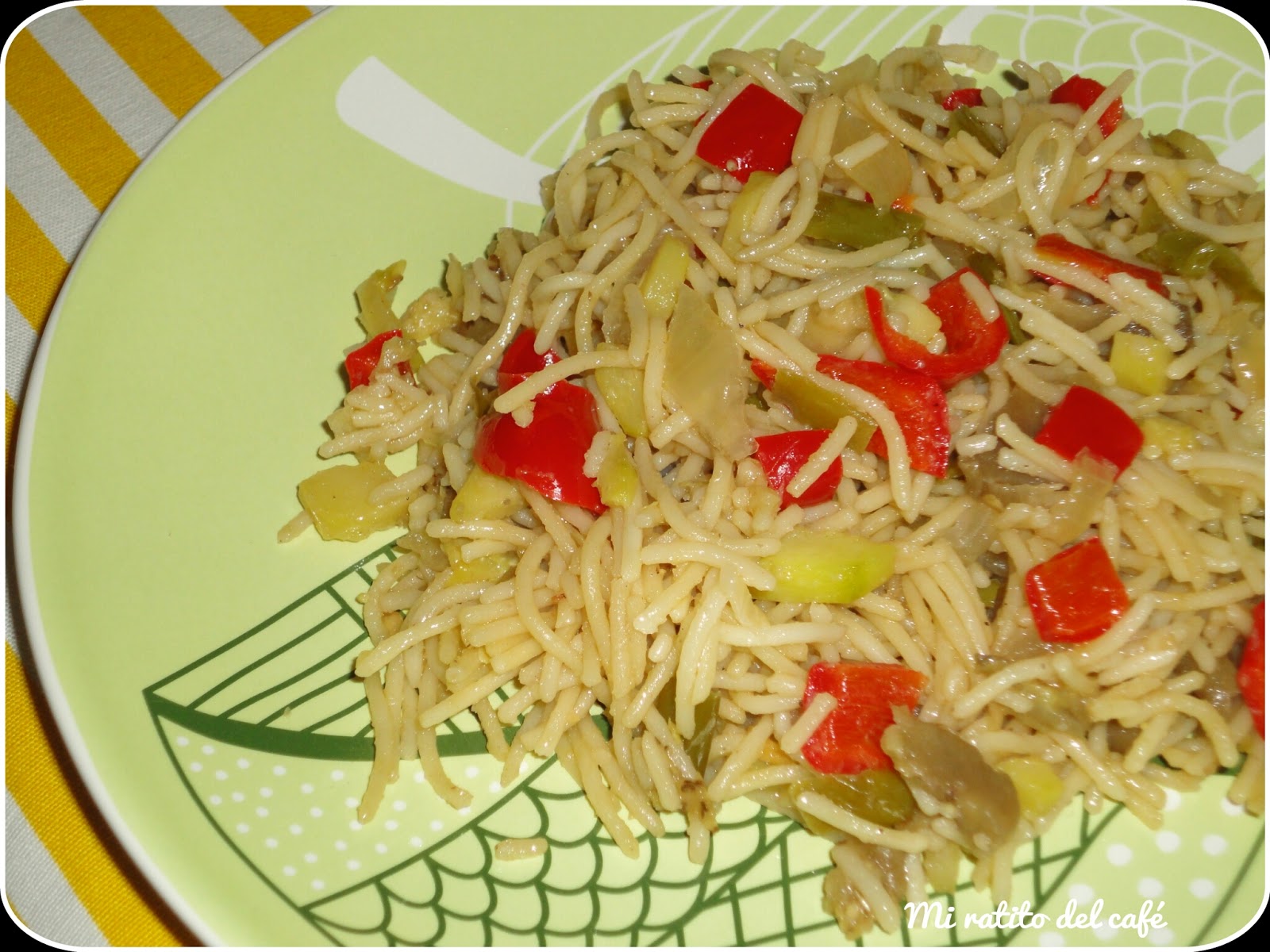 Mi ratito del café: Espaguetis con berenjena y calabacín