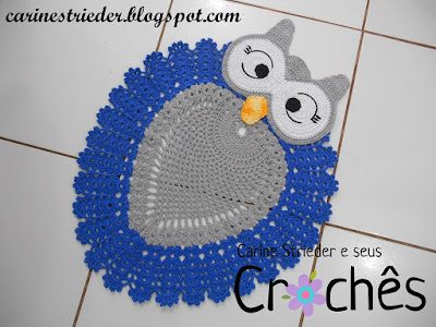 crochelinhasagulhas Tapete de coruja em crochê