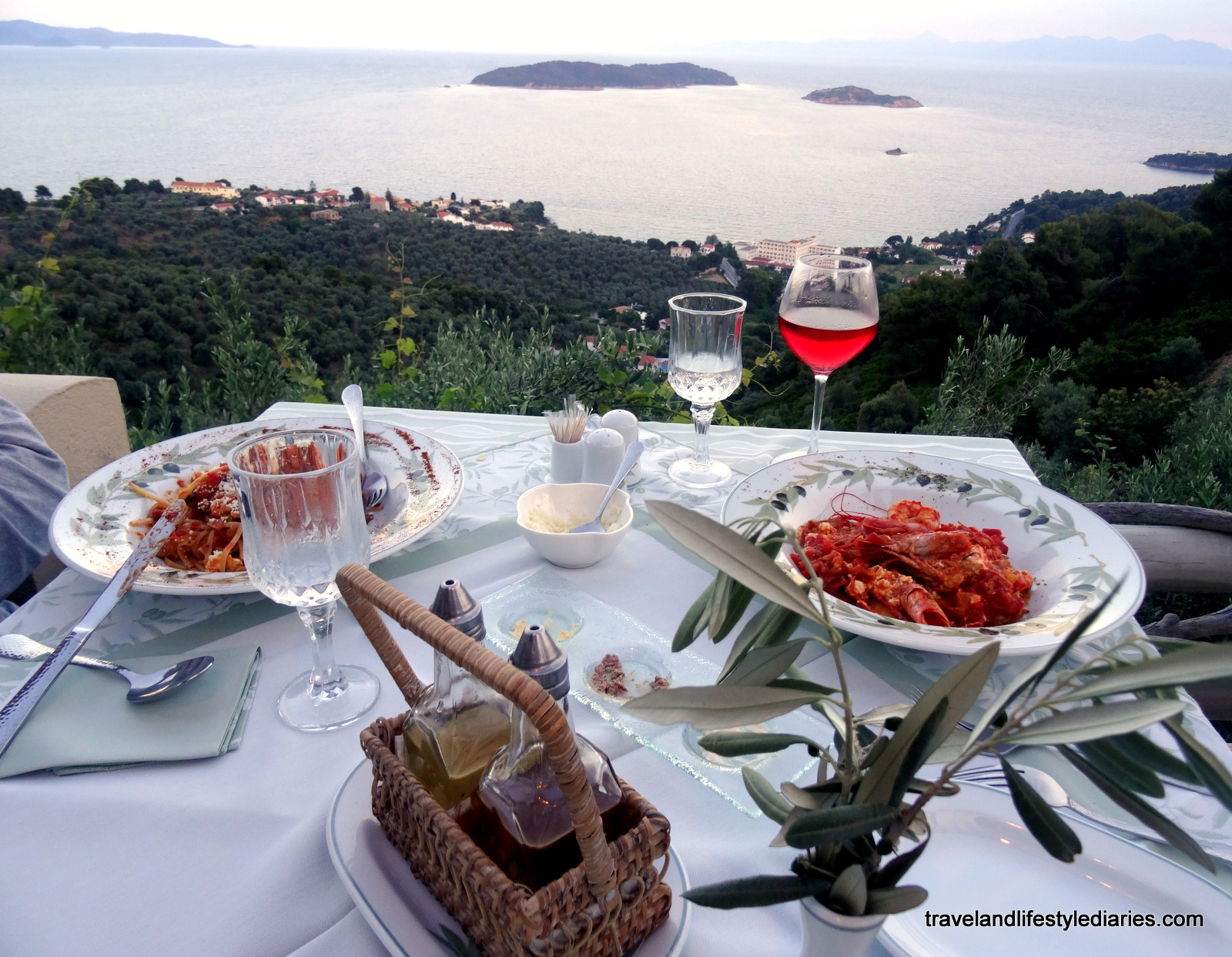 TRAVEL AND LIFESTYLE DIARIES Best Panoramic Dinner View in Skiathos