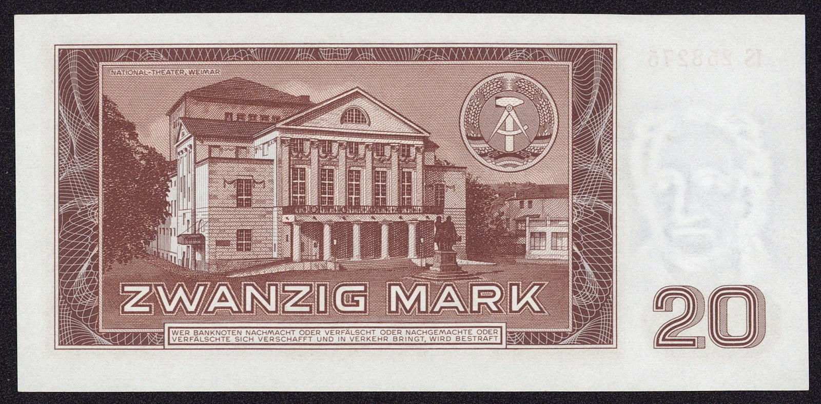 German Democratic Republic Banknotes 20 Mark note 1964 National Theater in Weimar