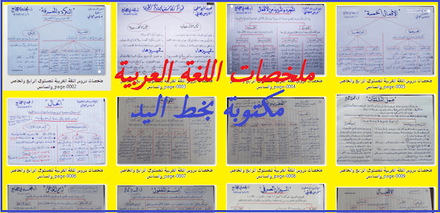 ملخصات مادة اللغة العربية لتلاميذ السلكين الإبتدائي و الإعدادي