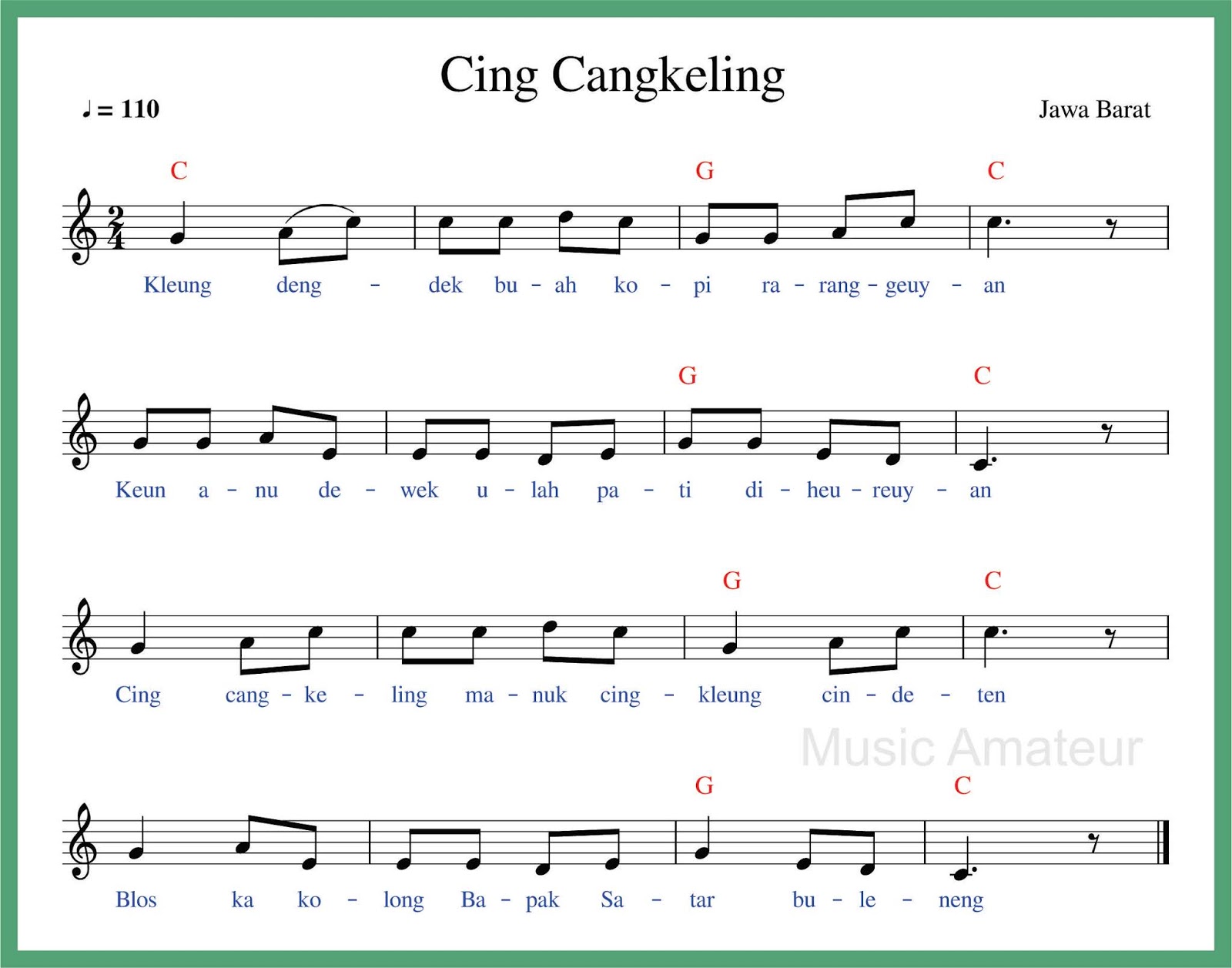 Not Angka Cing Cangkeling - SEPUTAR MUSIK
