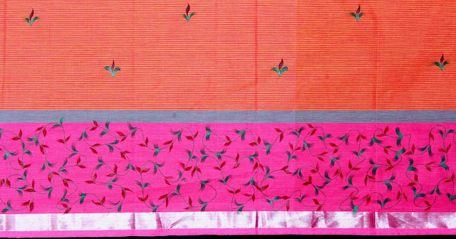 Freehand Fabric painting - amoeba style hand painting New Cotton Saree | Budatibalashankar Painti