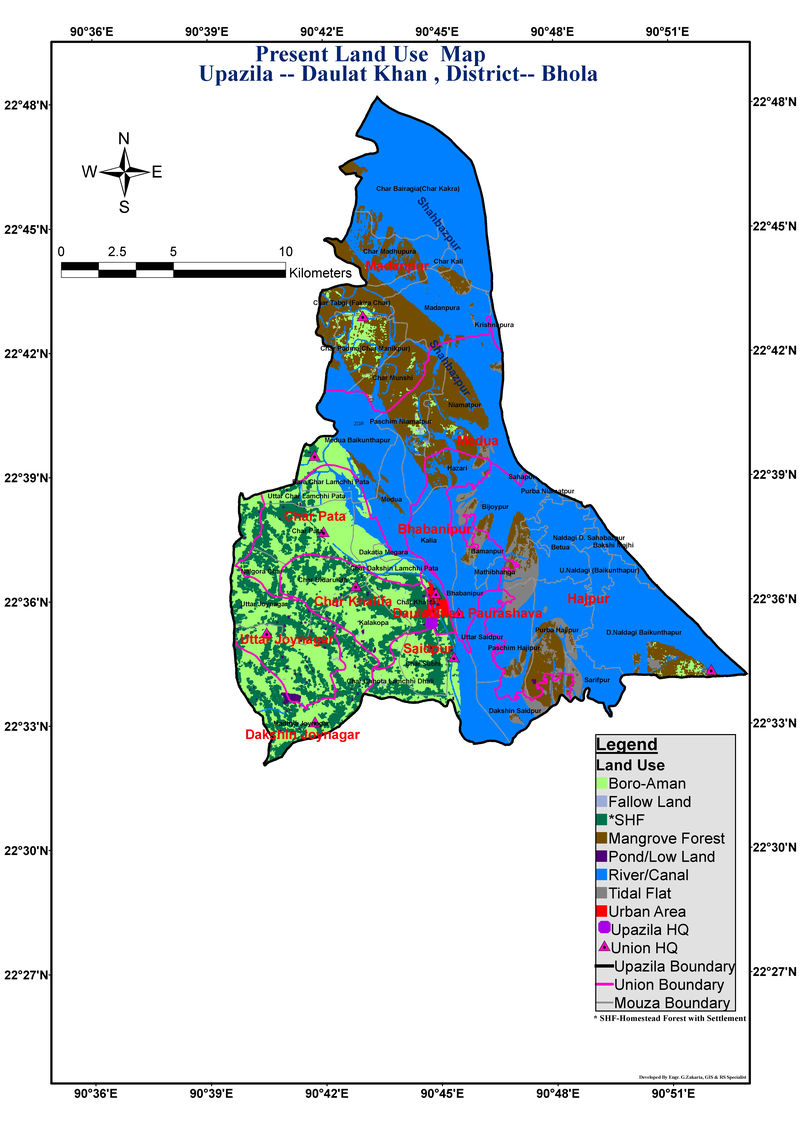 Daulatkhan Upazila Land Use Mouza Map Bhola District Bangladesh