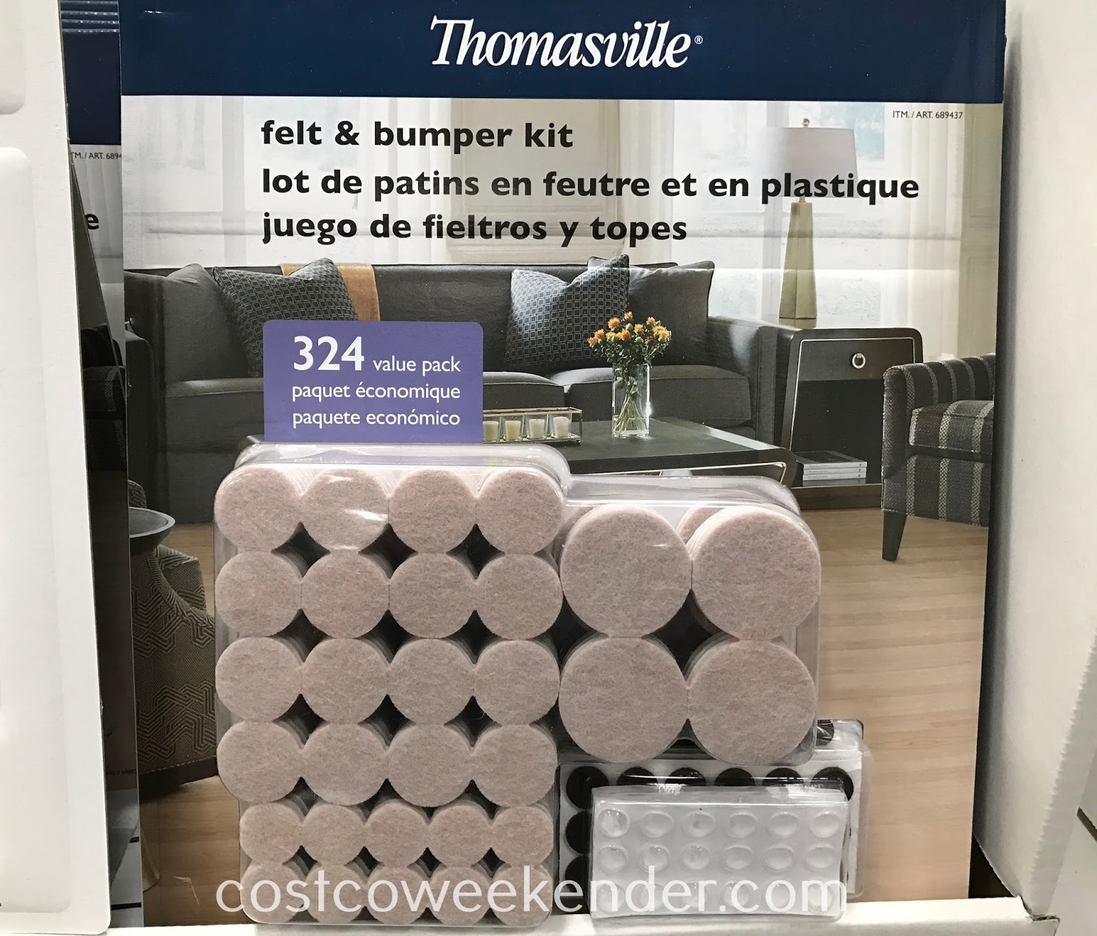 Thomasville 324 pc Self Adhesive Floor Care Kit Felt Pads Vinyl Bumpers 