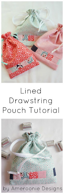 Tutorial for creating Lined Drawstring pouches- great for gifts, jewelry or storage