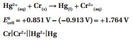 Hg2+(aq) + 2e- → Hg(l) وCr2+(aq) + 2e- → Cr(s)