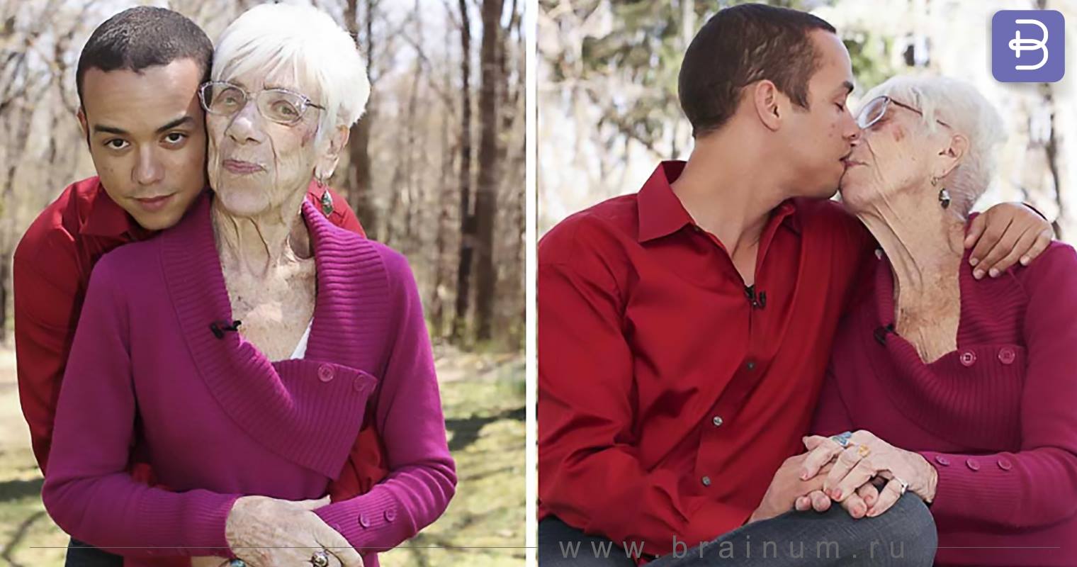 Пожилая женщина любит молодую. Кайл Джонс и 91-летняя Марджори маккул. 31-Летний Кайл Джонс и 91-летняя Марджори маккул. Кайл Джонс (31 год) встречается с Марджори маккул — 91-летней бабушкой.. Старые и молодые люди.
