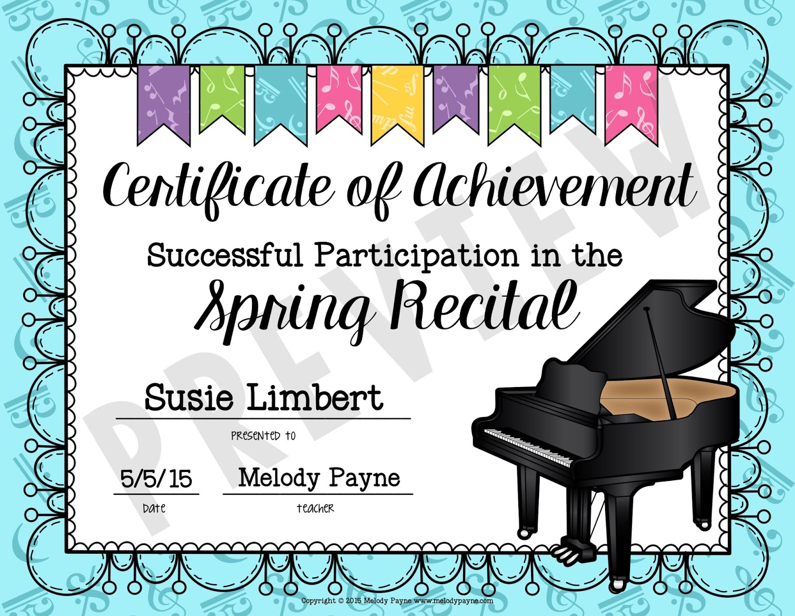 music gift certificate template