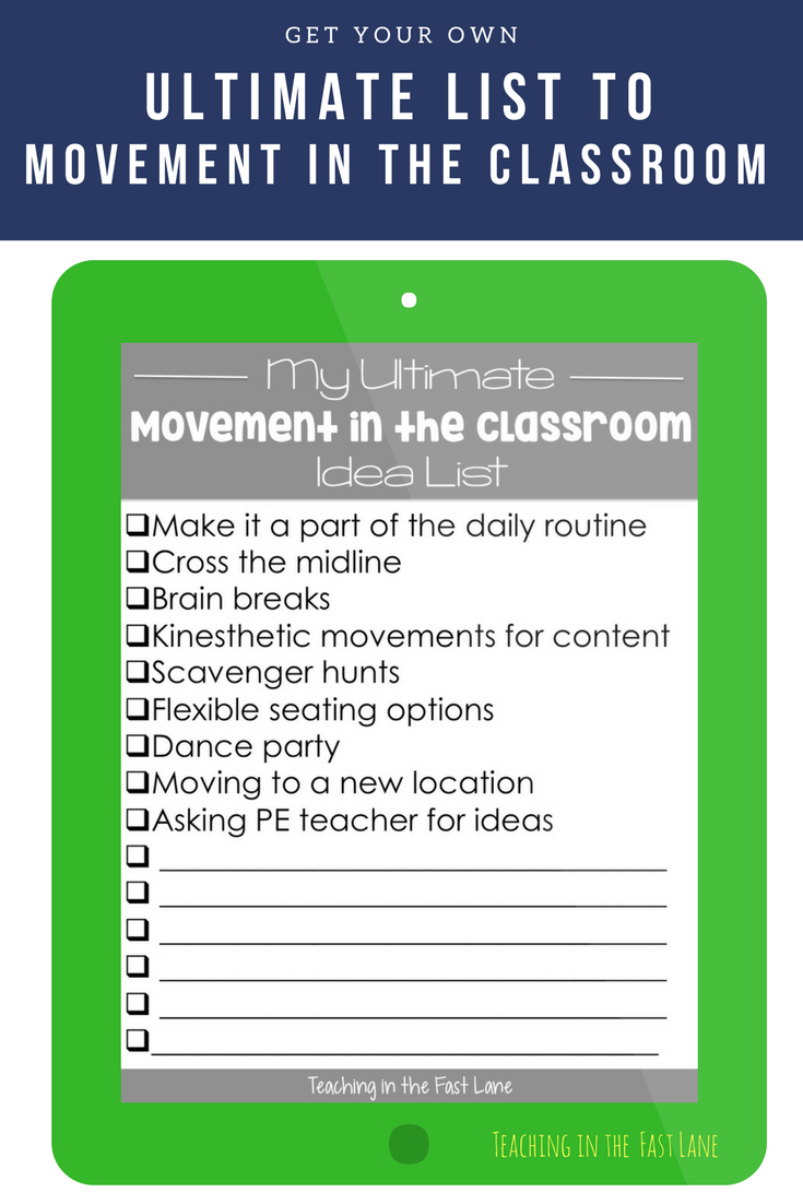 Movement in the Classroom Strategies to Get Students Out of Their Seats