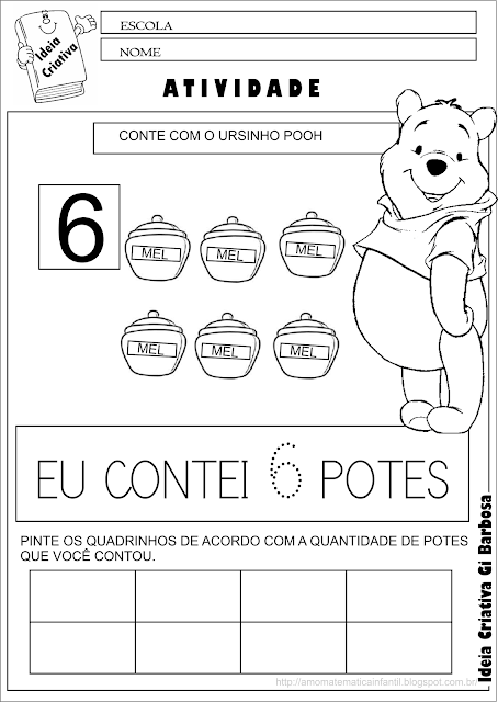 Caderno de Atividades Contando com o Ursinho Pooh para Imprimir Grátis