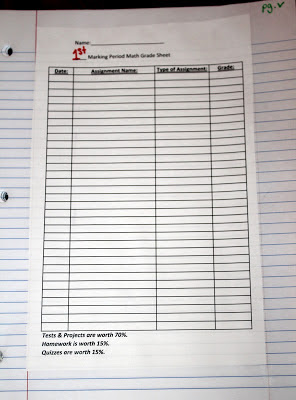 Middle School Math Madness!: Updated Grade Sheets