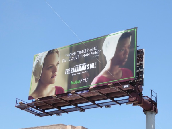 The Handmaid's Tale season 1 Emmy FYC billboard Cahuenga Boulevard Handmaids Tale season 1 Emmy FYC billboard