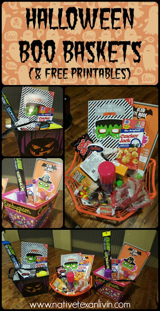 Easy to assemble Halloween Boo Baskets with Free Printables