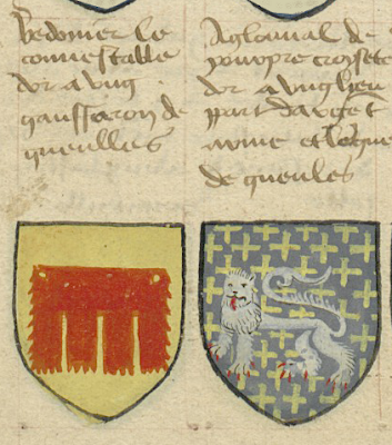 manuscrit Français 5024 : Armorial De la Table Ronde. Date d'édition : 1401-1500 . folio 5v.(fragment). Bibliothèque de l'Arsenal - Paris