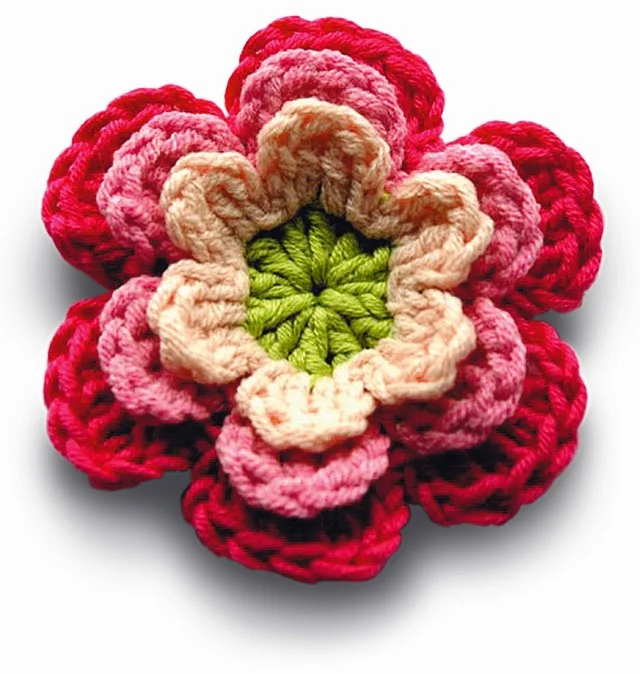 Flor tejida al crochet en png