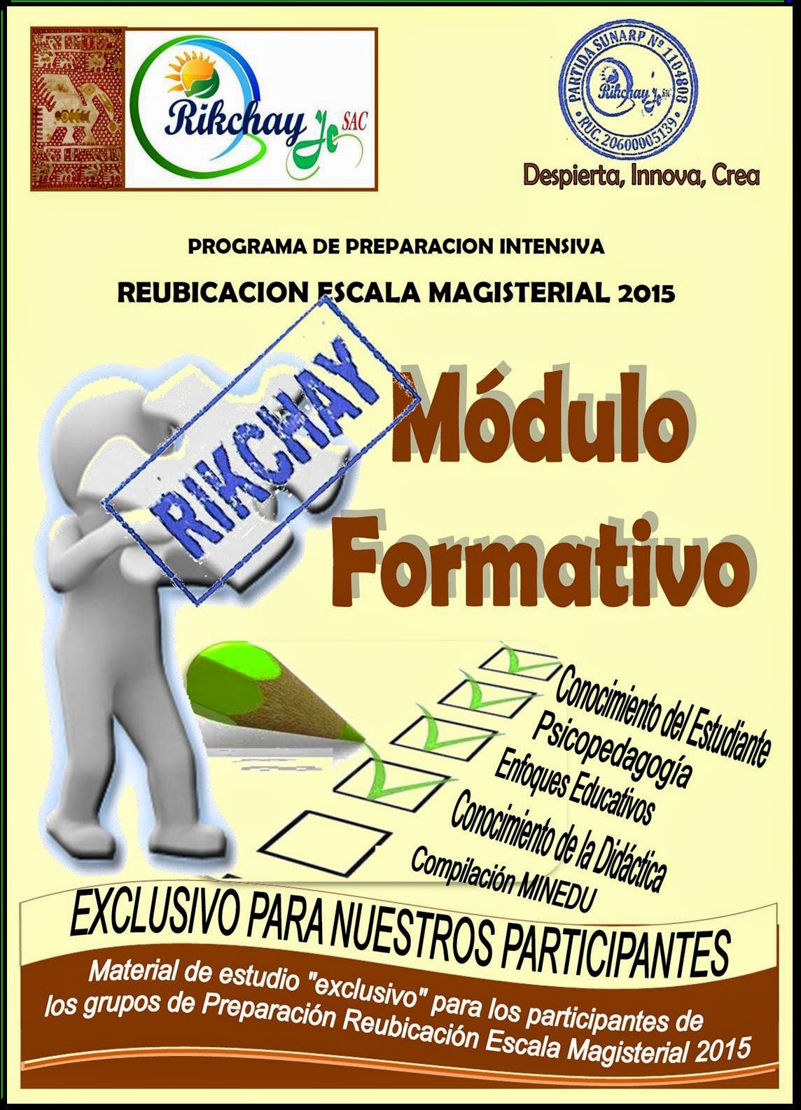 Organización Educativa Rikchay JC: MODULO FORMATIVO - CONOCIMIENTO DEL ...