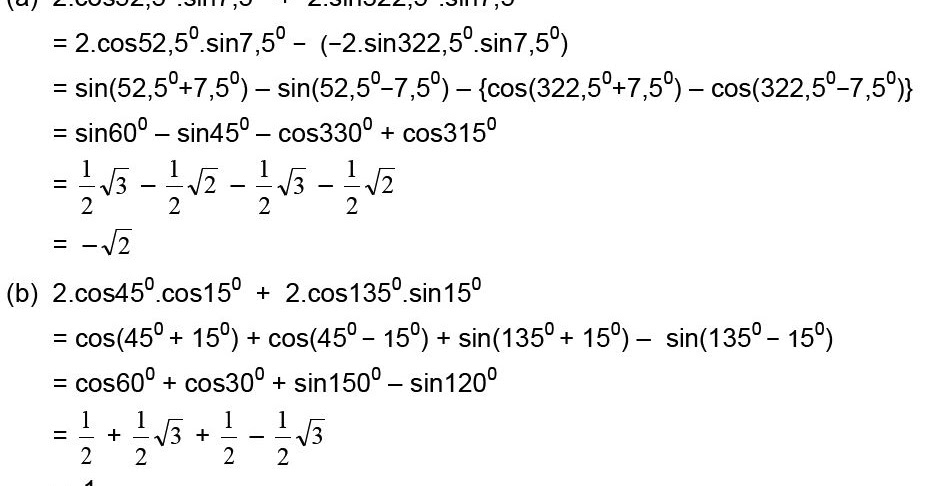 Rumus Hasil Kali Sinus dan Kosinus