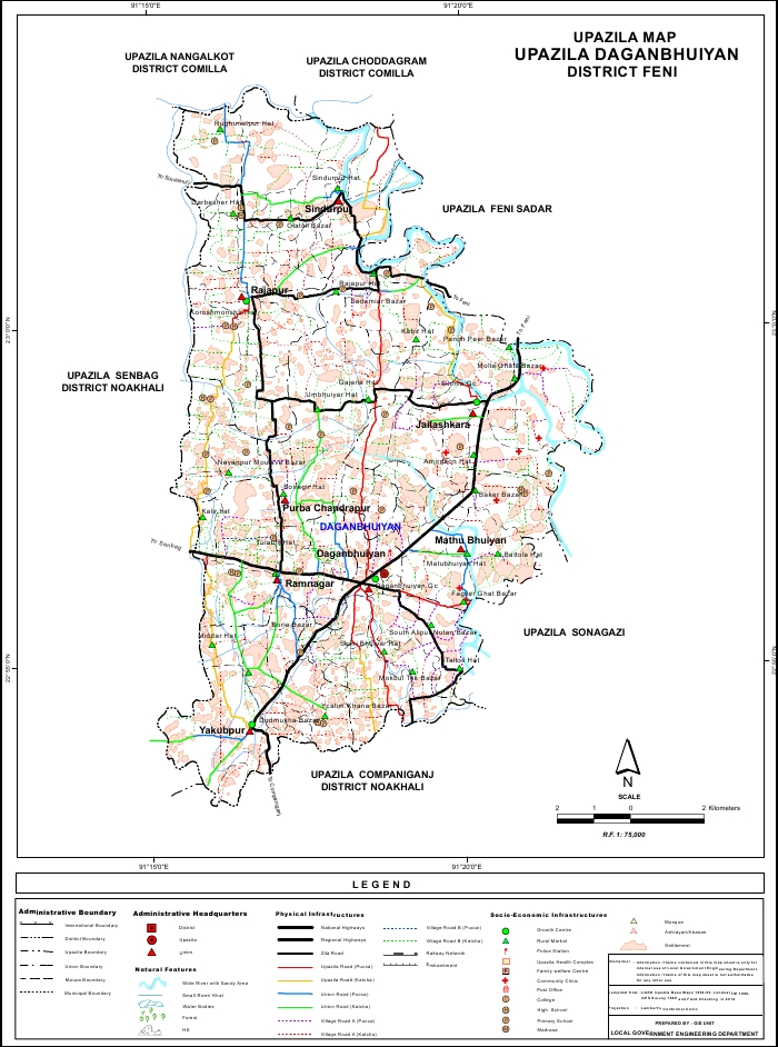 Daganbhuiyan Upazila Map Feni District Bangladesh