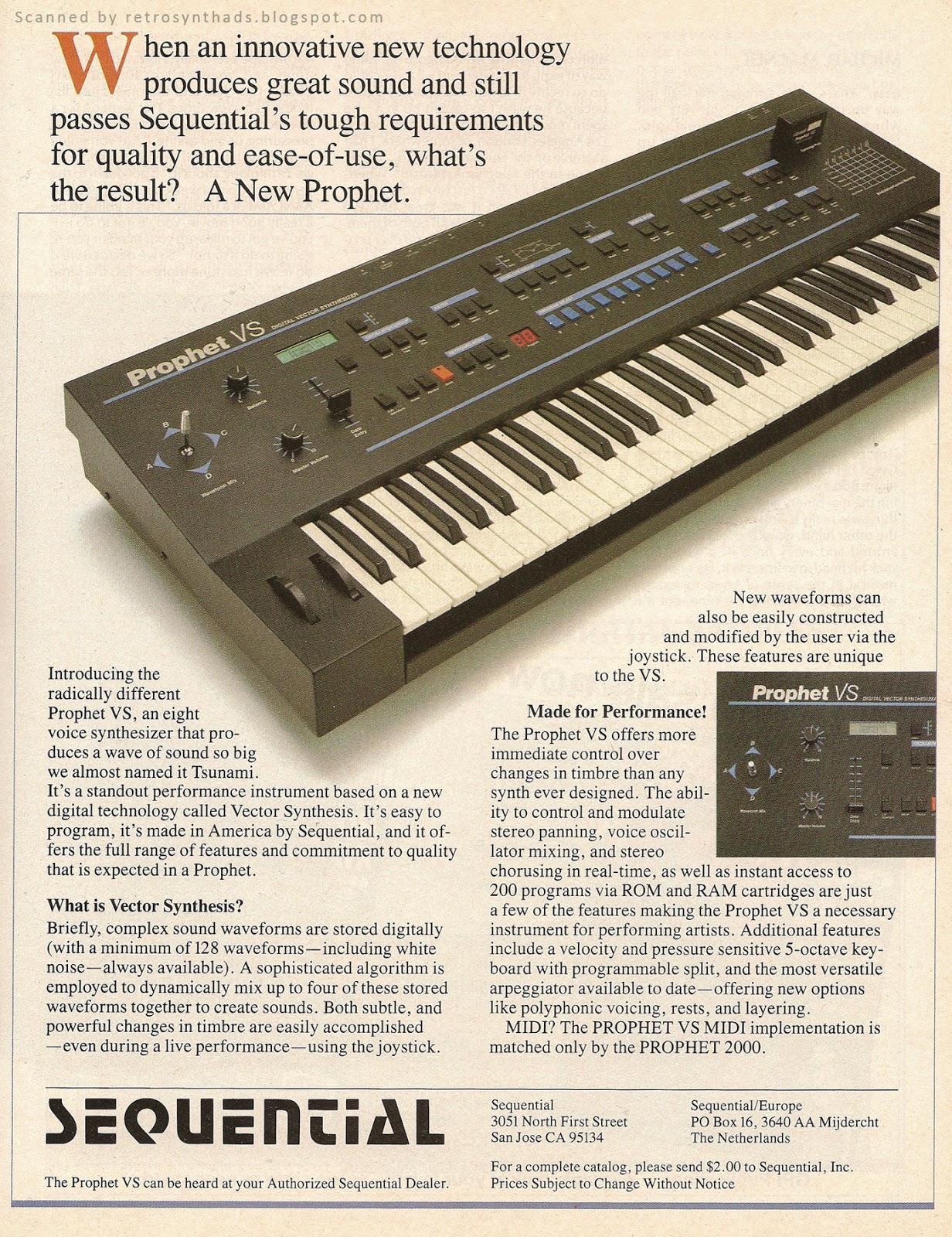Retro Synth Ads Sequential Prophet VS "When an innovative new