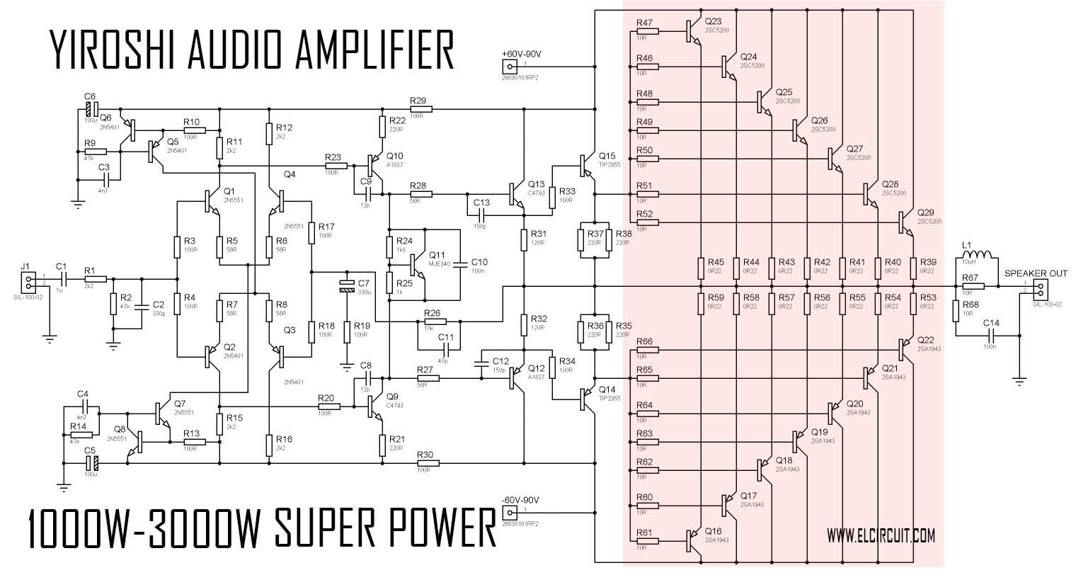 Super Power Amplifier Yiroshi Audio - 1000 Watt - Electronic Circuit