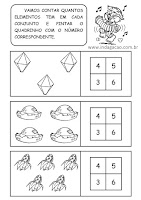 Vamos contar quantos elementos tem em cada conjunto e pintar o quadrinho com o número correspondente Vamos contar quantos elementos tem em cada conjunto e pintar o quadrinho com o número correspondente