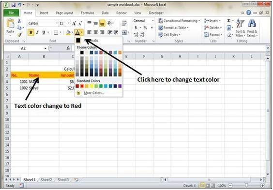 Color in excel How to work in excel - Getstudypoint