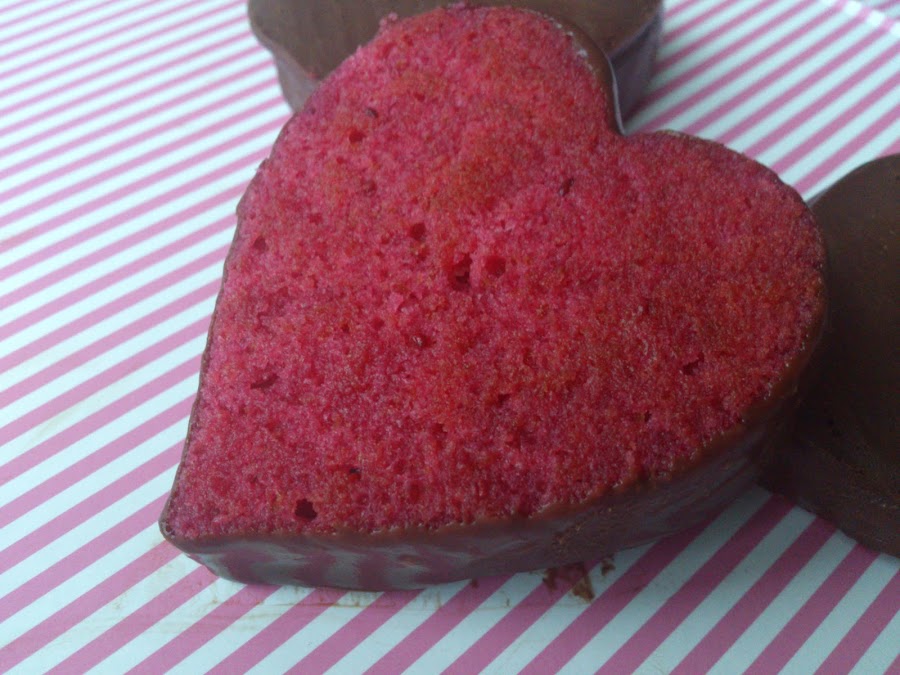 Corazones de frambuesa y chocolate