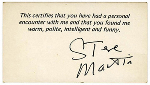 Actor Steve Martin Business Card