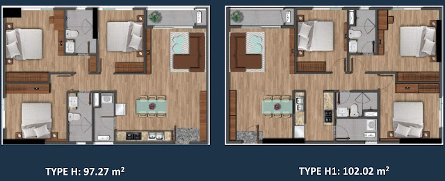 Mặt bằng chi tiết căn hộ Akari City 97m2 và 1002m2 Mặt bằng chi tiết căn hộ Akari City