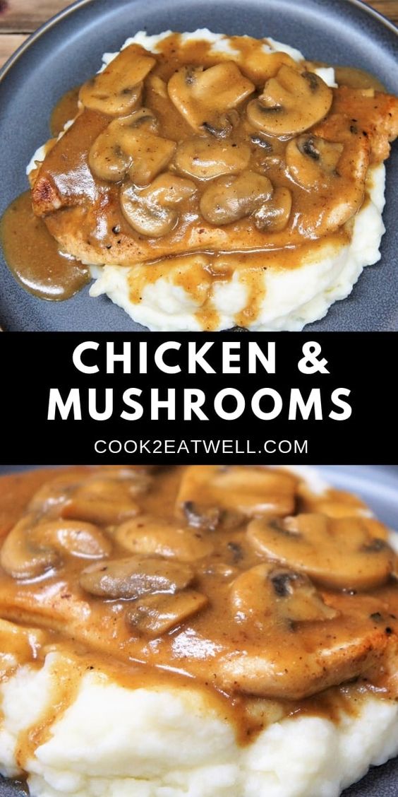 If you're due for a wonderful home-cooked meal, this chicken and mushrooms dinner is it. In this recipe, thin chicken breasts are served with a delicious mushroom gravy. If you're due for a wonderful home-cooked meal, this chicken and mushrooms dinner is it. In this recipe, thin chicken breasts are served with a delicious mushroom gravy.