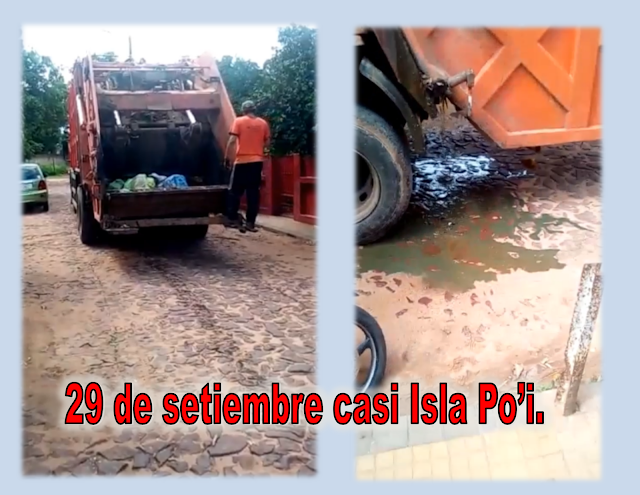 Fernando de la Mora: Recolector de basura realizan drenaje en la calle.