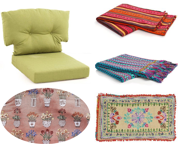 Boho ‘make-do redo’ patio reveal - textile collage www.BoHoHome.com @bohosusan